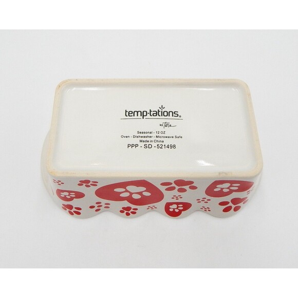 Temp-Tations By Tara Dog Paws Small Loaf Pan Red Bakeware 12 Oz Hearts Prints - Picture 6 of 10